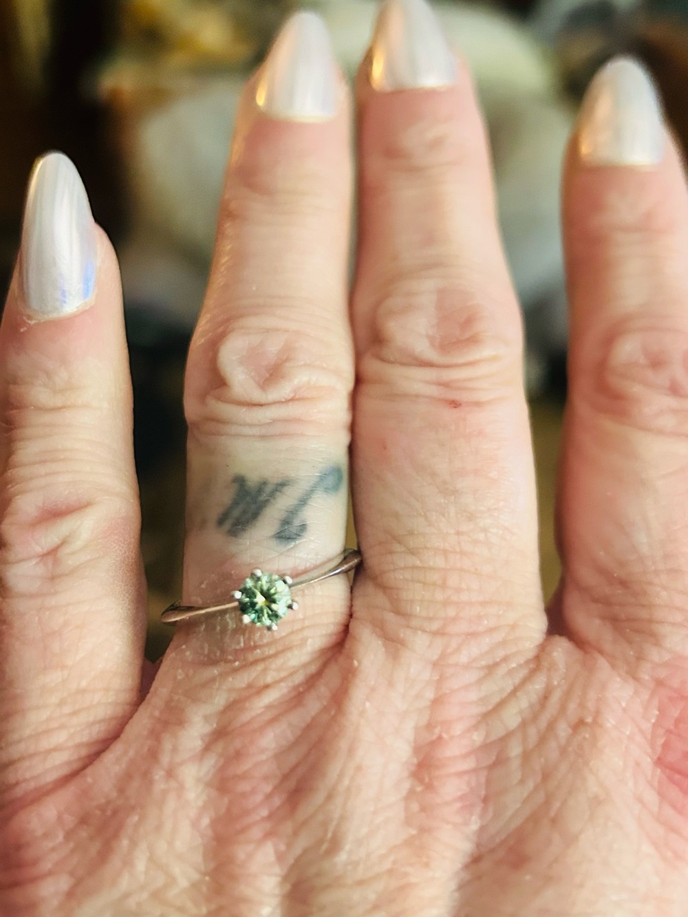 Delicate Green/Teal Moissanite 0.5 carat Solitaire Ring - Women Jewelry